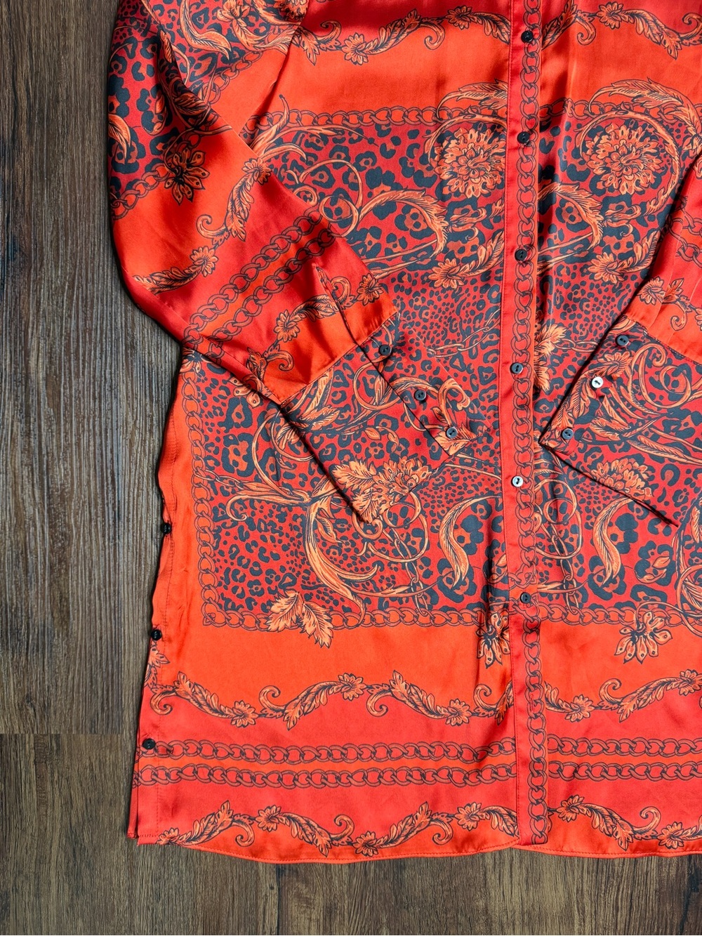 Zara NWT Scarf Print Tunic Shirt Dress Red Baroque Paisley Size L - Picture 5 of 13